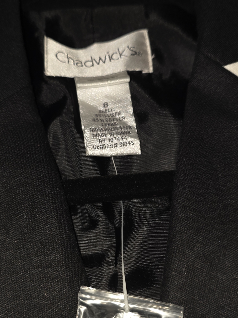 📣 Chadwick's Ink Navy & White  Jacket Notch Collar Hidden Pockets Size 8 NEW 😍 - Picture 5 of 6
